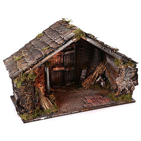 Presépio Napolitano: Cabana com manjedoura e luz 45x60x50 cm presépio Nápoles