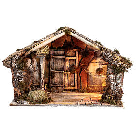 Hut with trough and light 45x60x50 cm for Neapolitan nativity scene