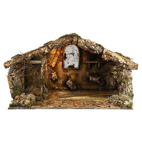 Hut with lights and trough for Neapolitan nativity scene  50x80x60 cm 1