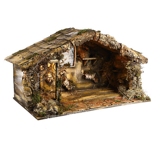 Hut with lights and trough for Neapolitan nativity scene  50x80x60 cm 4