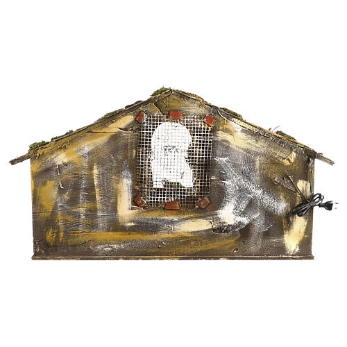 Hut with lights and trough for Neapolitan nativity scene  50x80x60 cm 5