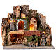 Nativity scene village with hut and waterfall 40x40x30 cm s1
