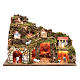Nativity scene setting houses with lights and sheep 35x50x25 cm s1