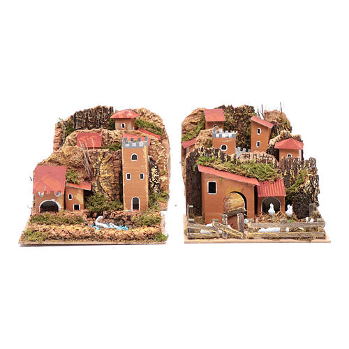 Set of 6 houses for nativity scene 15x20x15 cm 2