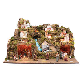 Nativity scene setting 50x80x45 cm with lights and pump