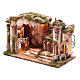 Nativity scene setting 35x50x30 cm with lights, little houses and hut s2