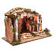Nativity scene setting 35x50x30 cm with lights, little houses and hut s3