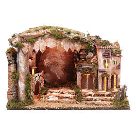 Ambientazione presepe 35x50x30 cm luci casetta e capanna