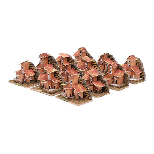 Conjunto 12 casas em miniaturas para presépio 5x10x5 cm 3