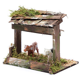 Ambientações para Presépio: lojas, casas, poços: Cenário vacas manjedoura com telhado 12x14,5x10 cm