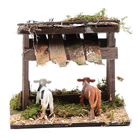 Cenário vacas manjedoura com telhado 12x14,5x10 cm s4