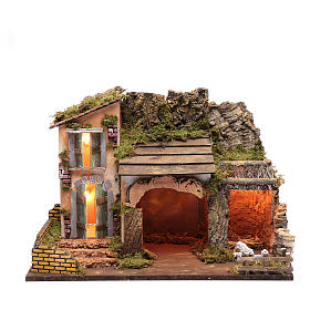 Ambientazioni, botteghe, case, pozzi: Ambientazione casa con capanna e recinto 35x50x25 cm Ambientazioni, botteghe, case, pozzi: Ambientazione casa con capanna e recinto 35x50x25 cm