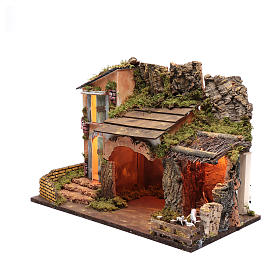 Ambientazioni, botteghe, case, pozzi: Ambientazione casa con capanna e recinto 35x50x25 cm Ambientazioni, botteghe, case, pozzi: Ambientazione casa con capanna e recinto 35x50x25 cm