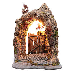 Arched door made in bark for Neapolitan nativity scene 71X50X50 cm