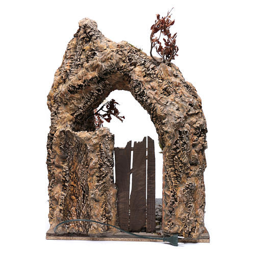 Arched door made in bark for Neapolitan nativity scene 71X50X50 cm 4