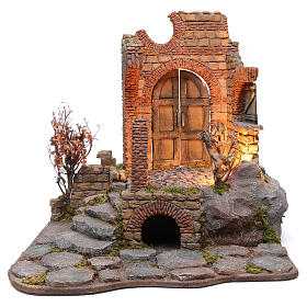 Portone di legno in ambientazione presepe Napoli 60X55X50