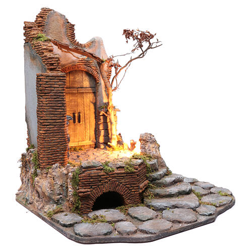 Szene mit Holztür und Dach für neapolitanische Krippe 65X60X65 cm 3