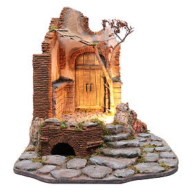 Ambientazione portone e tetto legno presepe napoletano 65X60X65