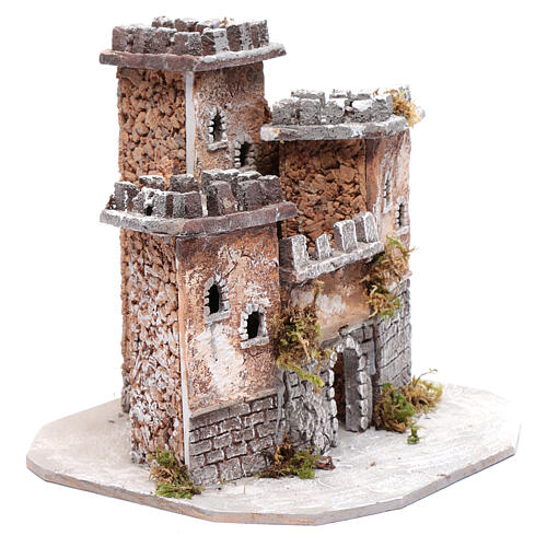 Otoczenie zamek z trzema wieżami 25x25x25 cm, szopka z Neapolu 3