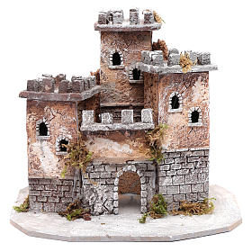 Cenário castelo três torres 25x28,5x22,5 cm presépio de Nápoles