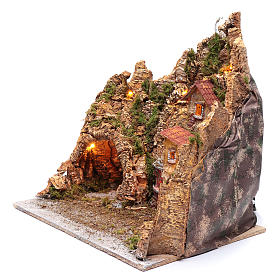 Neapolitan nativity scene setting with hut, fountain and oven 45X45X35 cm