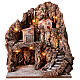 Krippenszenerie Höhle mit Beleuchtung und Häusern 40x35x40 cm für neapolitanische Krippe s5