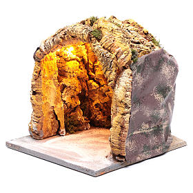 Krippenszenerie, Höhle mit Beleuchtung, 25x25x25 cm, für neapolitanische Krippe