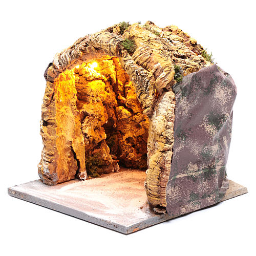Krippenszenerie, Höhle mit Beleuchtung, 25x25x25 cm, für neapolitanische Krippe 2