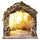 Neapolitan nativity scene illuminated in wood and cork 30x30x30 cm s1