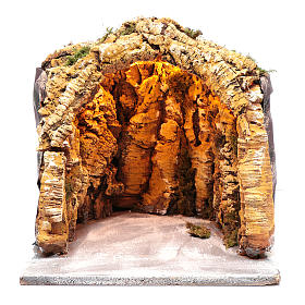 Cueva iluminada madera y corcho belén napolitano 30x30x30 cm