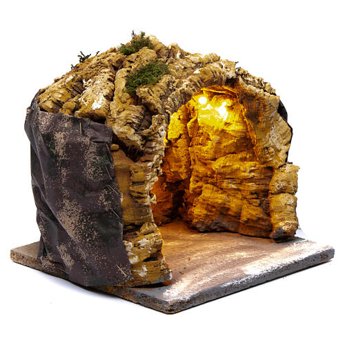 Krippenszenerie, Höhle mit Beleuchtung 20x20x20 cm für neapolitanische Krippe 3