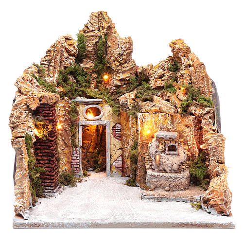 Nativity scene setting with fountain and gate 30x35x30 cm 1