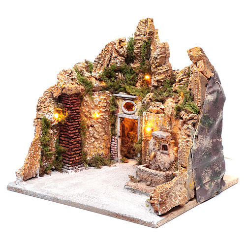 Nativity scene setting with fountain and gate 30x35x30 cm 2