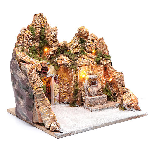 Nativity scene setting with fountain and gate 30x35x30 cm 3