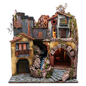 Presepe napoletano ponte levatoio e ruscello 55x50x40 cm