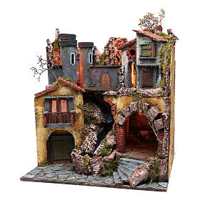 Presepe napoletano ponte levatoio e ruscello 55x50x40 cm