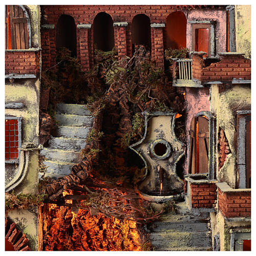 Budynki w stylu z epoki 700, z latarniami do szopki neapolitańskiej, 85x80x60 cm 2