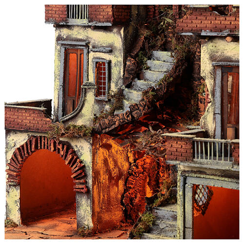 Budynki w stylu z epoki 700, z latarniami do szopki neapolitańskiej, 85x80x60 cm 6