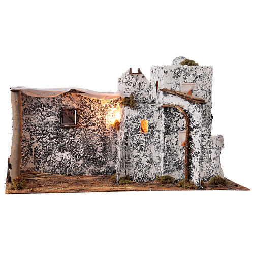 Arabian style Neapolitan Nativity scene setting with hut  35x60x25 cm 3
