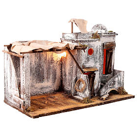 Krippenszene mit Haus und Hütte im arabischen Stil 30x40x25 cm für neapolitanische Krippe