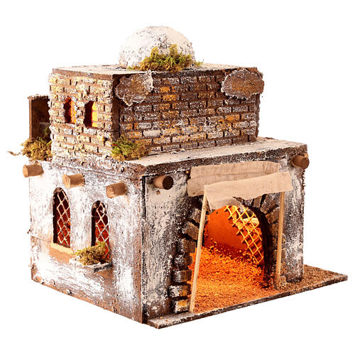 Casa araba scale e arco presepe napoletano 30x25x20 cm 2