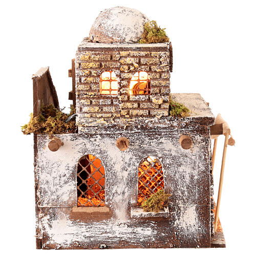 Casa araba scale e arco presepe napoletano 30x25x20 cm 3