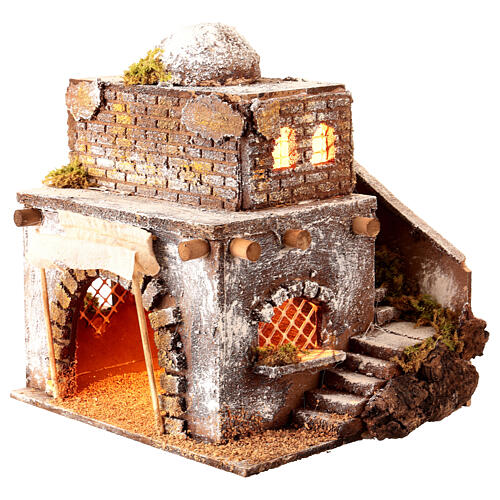 Casa araba scale e arco presepe napoletano 30x25x20 cm 4