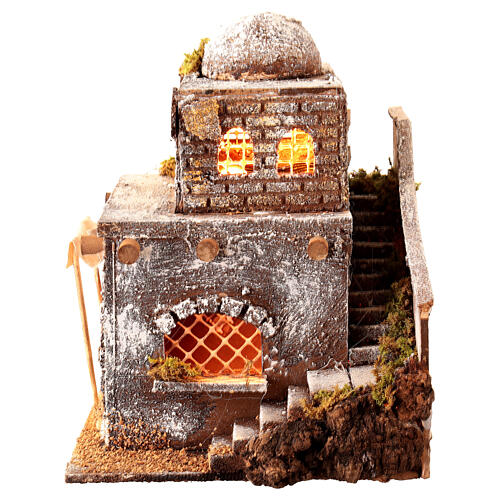 Casa araba scale e arco presepe napoletano 30x25x20 cm 5