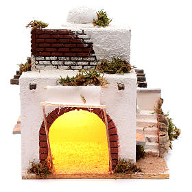 Neapolitan nativity scene Arabian style house with arch and stairs 30x25x20 cm