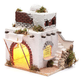 Neapolitan nativity scene Arabian style house with arch and stairs 30x25x20 cm