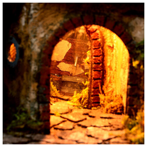 Presepe napoletano con specchio e pozzo 55x50x40 cm 4