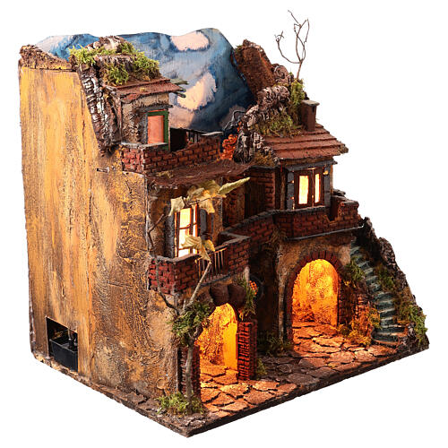 Presepe napoletano con specchio e pozzo 55x50x40 cm 5