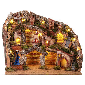 Hütte für neapolitanische Krippe mit Mühle und Strom, 55x70x60 cm