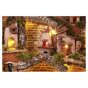 Hütte für neapolitanische Krippe mit Mühle und Strom, 55x70x60 cm